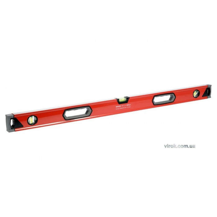 Рівень алюмінієвий YATO : L= 100 см. 3 капсули, 2 ручки [10/20/300]
