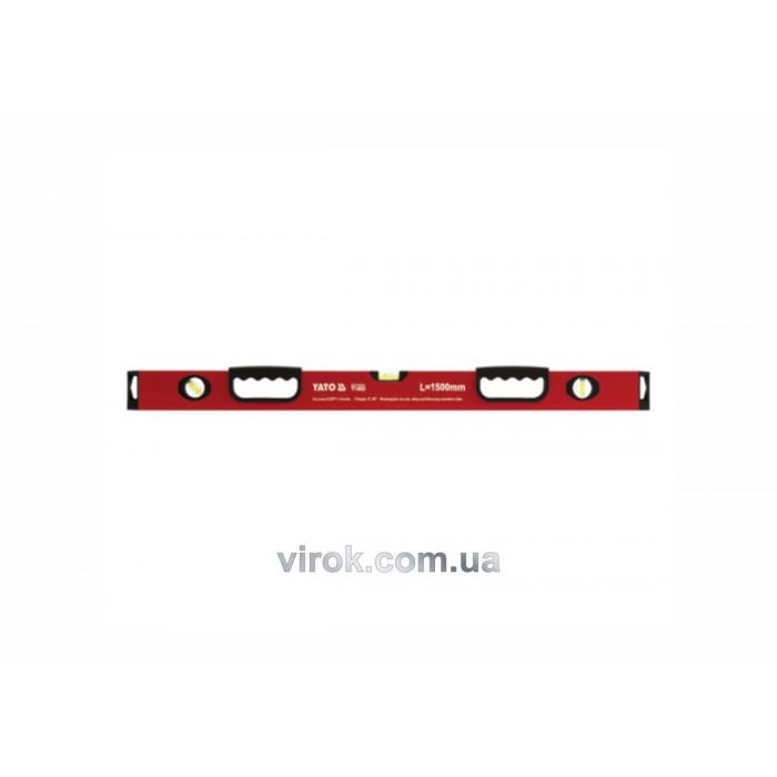 Рівень алюмінієвий YATO : L= 150 см. 3 капсули, 2 ручки [20]