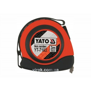 Рулетка YATO : L= 3 м x 16 мм. з нейлоновим покриттям, магнітним наконечником [12/120]