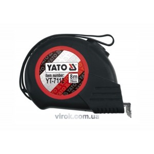 Рулетка YATO : L= 8 м х 25 мм. з нейлоновим покриттям, магнітним наконечником [6/60]