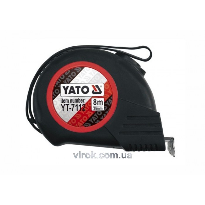 Рулетка YATO : L= 8 м х 25 мм. з нейлоновим покриттям, магнітним наконечником [6/60]