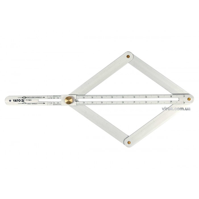 Кутомір алюмінієвий на шарнірах YATO: зовн./внутр. діапазони 10-170°/5-85°, довжина шкали- 380мм[10]