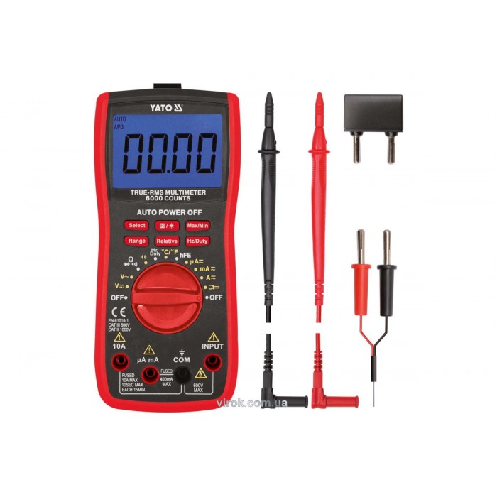 Мультиметр для вимірювання електричних параметрів YATO з LCD-дисплеєм і провідниковими контакт. [20]