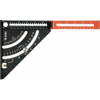 Кутник алюмінієвий зі стопкою- 140 мм, 90°-45°-45° YATO l= 210/290 мм з транспортиром [6/24]