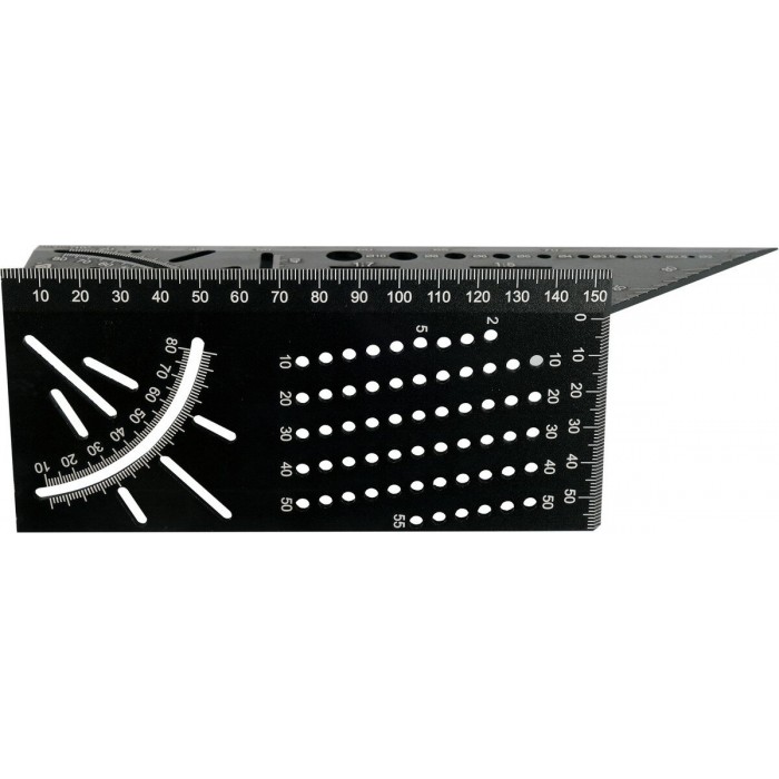 Кутник алюмінієвий стереометричний 3D YATO 150х 70х 215 мм з транспортиром і шаблонами отворів [10]