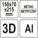 Кутник алюмінієвий стереометричний 3D YATO 150х 70х 215 мм з транспортиром і шаблонами отворів [10]