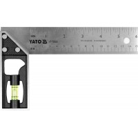 Кутник слюсара з нержавіючої сталі YATO: 90° з метричною шкалою і рівневою капсулою, 150 мм [6/48]
