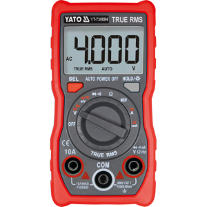 Мультиметр TRUE RMS електричних параметрів YATO з LCD-цифровим діапазоном 4000 від 2х1,5V;AA батар