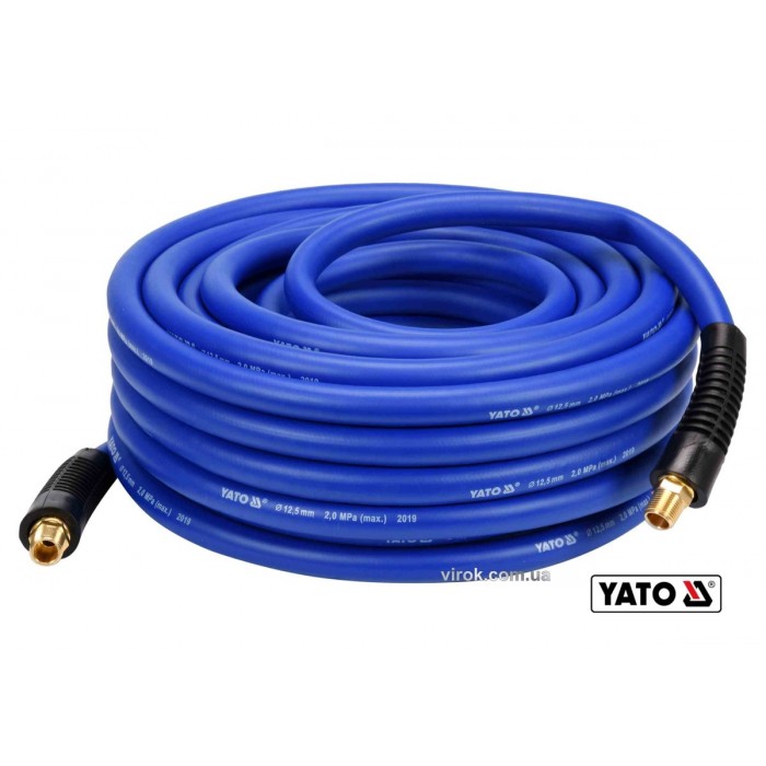 Шланг пневматичний гібридний (ПВХ+БНК) YATO: Ø12.5мм x 20м, Ø=3/8", тиск ≤ 2 MPa, різьбов. з'єдн.[5]