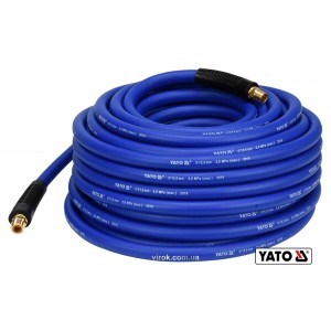 Шланг пневматичний гібридний (ПВХ+БНК) YATO: Ø12.5 мм x30м, Ø=3/8", тиск ≤ 2 MPa, різьбов. з'єдн(DW)