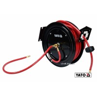 Шланг пневматичний ПВХ на котушці YATO з швидкоз'єдн. наконеч-ми 1/4" Ø=9.5мм, тиск- 20Bar, l=15м
