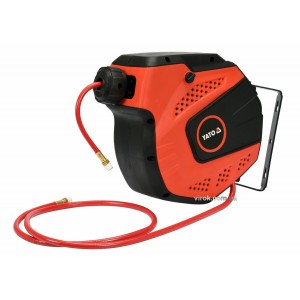 Шланг пневматичний ПВХ на котушці YATO з швидкоз'єдн. наконеч-ми 1/4", Ø=6,5 мм, тиск- 20Bar, l= 14м