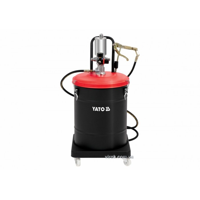 Мастильний апарат пневматичний YATO : бак- 45 л, тиск- 0.8 MPa, вихід. тиск- 300-400 Bar, шланг- 4 м