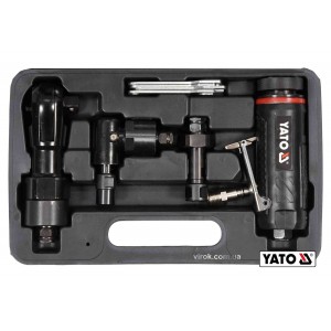Тріщатка, шліфмашинки кутова і пряма пневматичні YATO: 1/2", тиск- 0.63 МПа, 113 л/хв 3 шт+кейс [10]