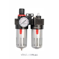 Фільтр пневмат. подвійн. YATO з редуктором, d= 1/4",  90см3  [25]
