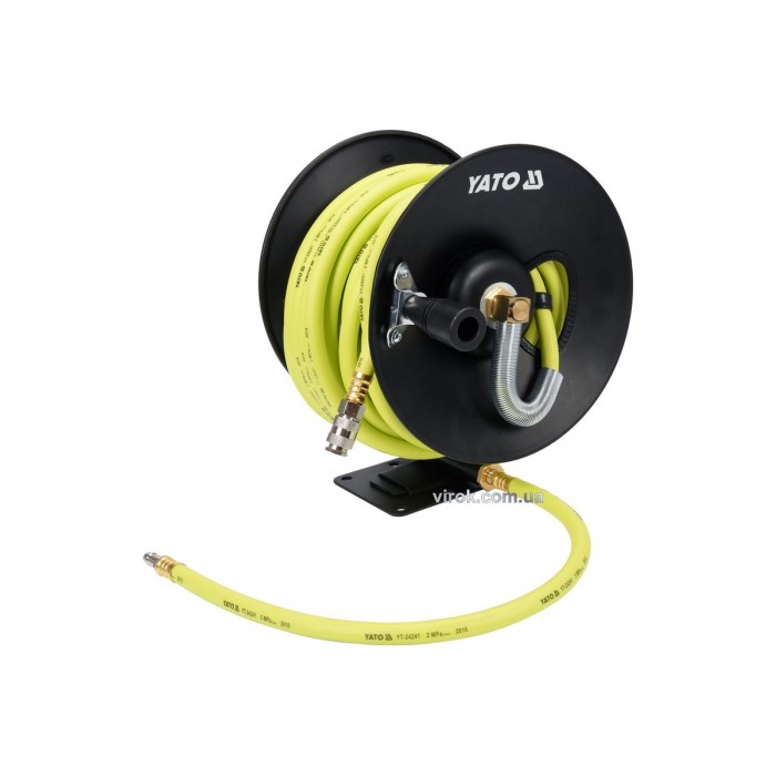 Шланг пневматичний ПВХ на бобіні YATO з швидкоз'єдн. наконеч-ми; Ø=9,5мм макс.тиск 20 Bar, l=15м [2]