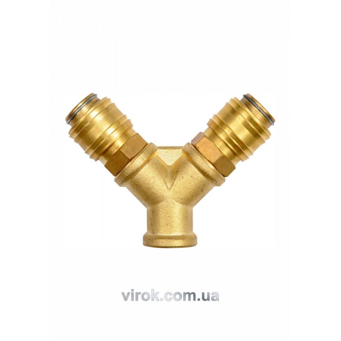 Швидкознімне латунне з'єднання пневматичне YATO, 2-сторон. розгалуження Ø= 1/4" і внутр.Ø= 3/8" [25]