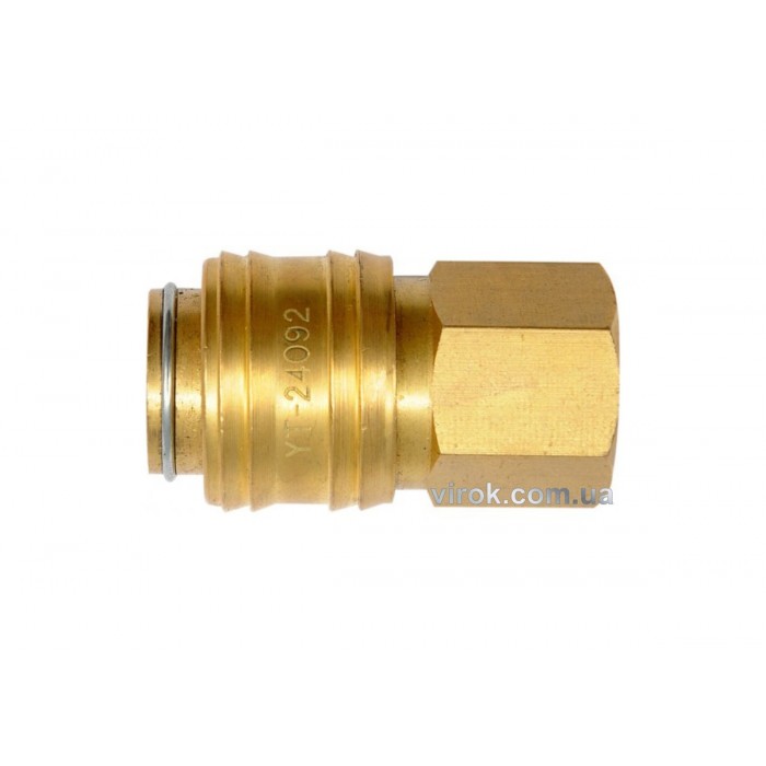 Швидкознімне латунне з'єднання пневматичне YATO, Ø= 1/4" і внутр. різьбове Ø= 1/4" [50/100]