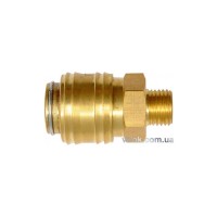 Швидкознімне латунне з'єднання пневматичне YATO, Ø= 1/4" і зовніш. різьбове Ø= 1/4" [50/100]