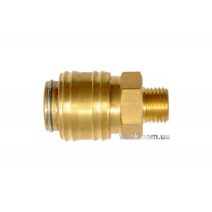Швидкознімне латунне з'єднання пневматичне YATO, Ø= 1/4" і зовніш. різьбове Ø= 1/4" [50/100]