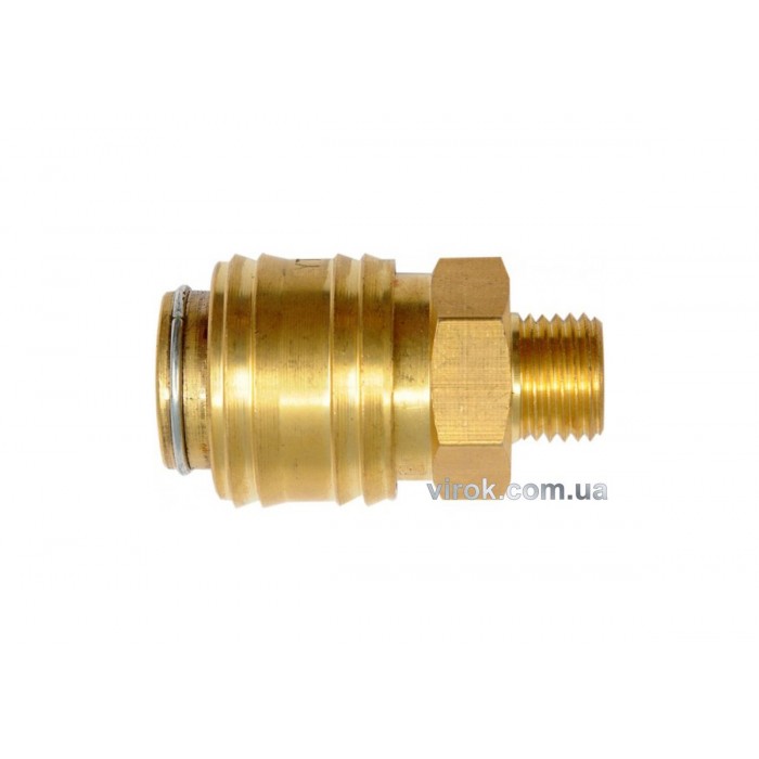 Швидкознімне латунне з'єднання пневматичне YATO, Ø= 1/4" і зовніш. різьбове Ø= 1/4" [50/100]