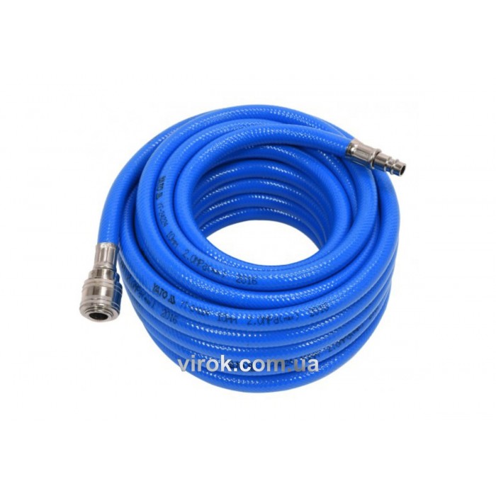 Шланг пневматичний ПВХ YATO з швидкоз'єднув. наконечниками; Ø=10 мм, макс. тиск 20 Bar, l= 10 м [10]