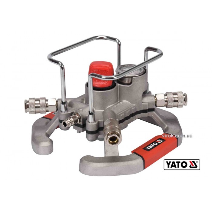 Розподільник повітря пневматичний YATO : 4 канали, 2 з регуляцією, макс. тиск- 1.3 МПа, Ø=1/4"(DW)