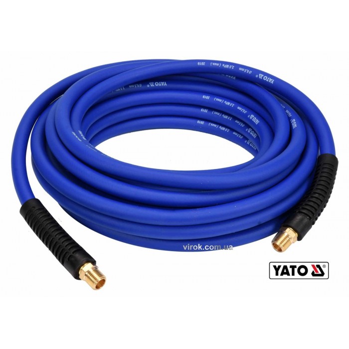 Шланг пневматичний гібридний (ПВХ+БНК) YATO: Ø6.5 мм x10 м, Ø=1/4", тиск ≤ 2 MPa, різьбов з'єдн.[10]