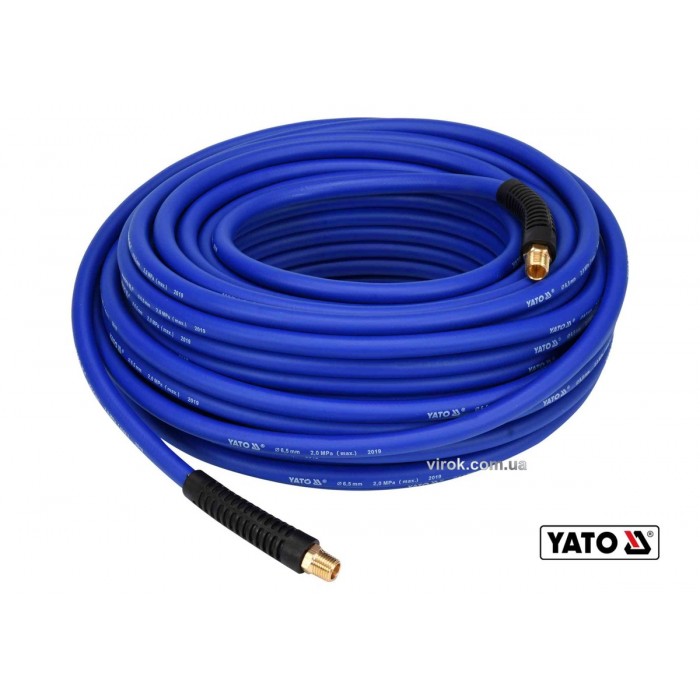 Шланг пневматичний гібридний (ПВХ+БНК) YATO: Ø6.5 мм x 30м, Ø=1/4", тиск ≤ 2 MPa, різьбов. з'єдн.[4]