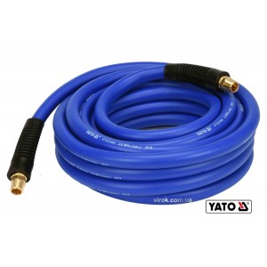 Шланг пневматичний гібридний (ПВХ+БНК) YATO: Ø12.5мм x10м, Ø=3/8", тиск ≤ 2 MPa, різьбов. з'єдн.[10]