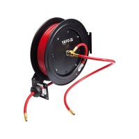 Шланг пневматичний ПВХ на котушці YATO з швидкоз'єдн. наконеч-ми 1/4", Ø= 9.5 мм, тиск- 20Bar, l=20м