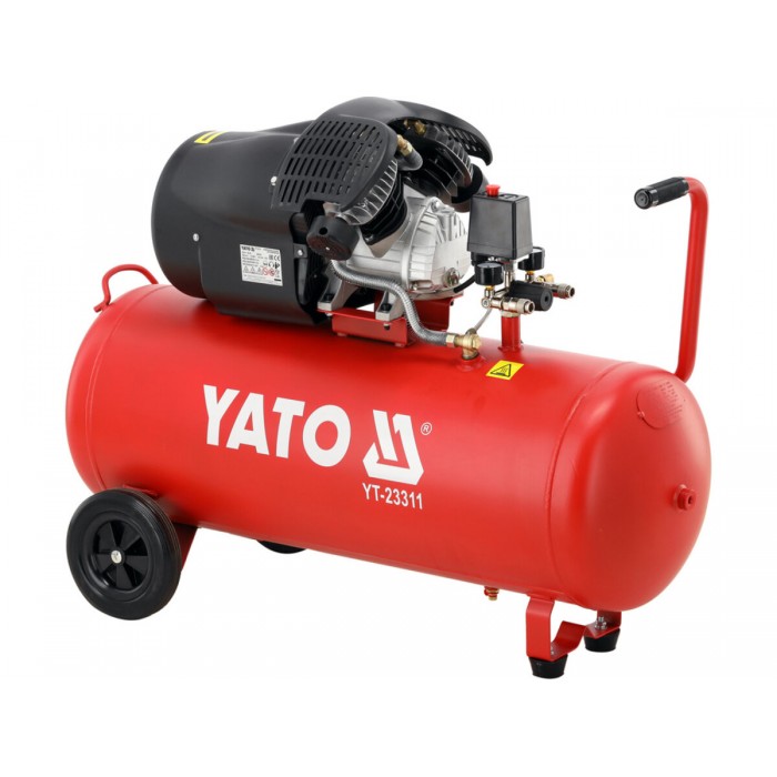 Компресор мережевий YATO 230 В, 2.2 кВт, тиск ≤ 8 Bar,  под. повітря- 392 л/хв, ресивер- 100 л [1]