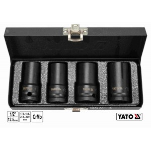 Торцеві головки ударні для зриву гвинтів YATO: квадрат-1/2", L=55мм; М17, 18.5, 21.5, 26 мм, 4шт[10]