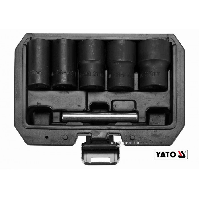 Набір екстракторів YATO : квадрат-1/2",  М17-27 мм, Cr-Mo, для видалення зломаних гвинтів 6 Од. [10]
