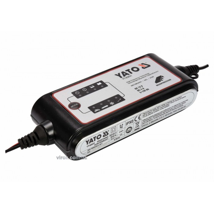 Перетворювач напруги YATO з мережі 230 В AC в 12 В DC,для заряджання акумуляторів;4 А,5-120 АГод(DW)