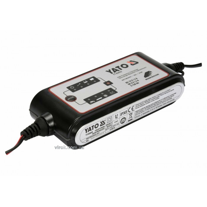 Перетворювач напруги YATO з мережі 230 В AC в 6-12В DC,для заряджання акумуляторів;4А,5-120 АГод(DW)