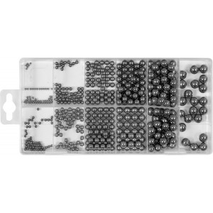 Кульки сталеві YATO різних розмірів Ø= 3/32”- 13/32”, 470 шт. [5/20]