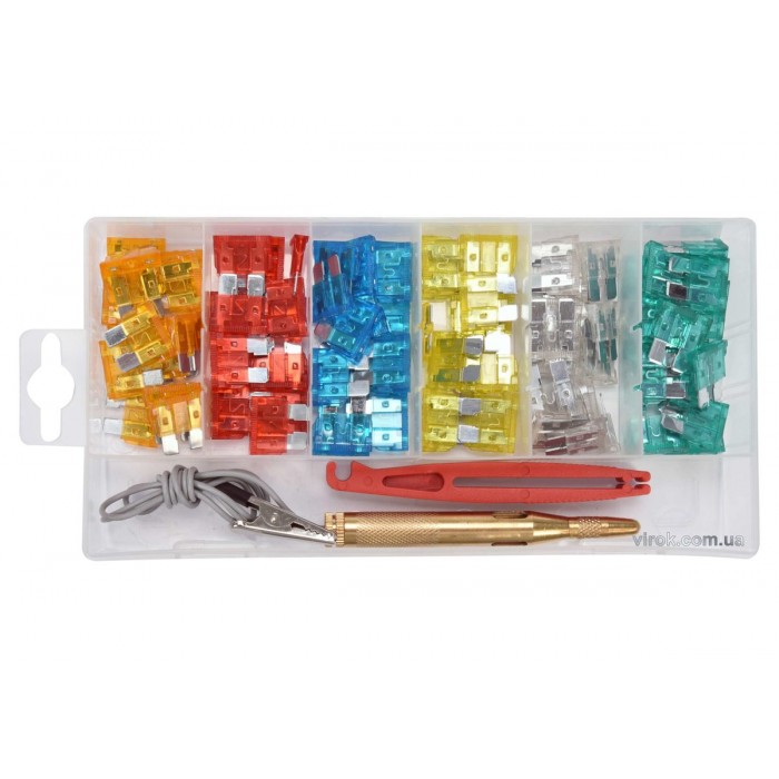 Запобіжники автомобільні YATO STANDARD, в асортименті з індикатором, 92 шт [24/720]