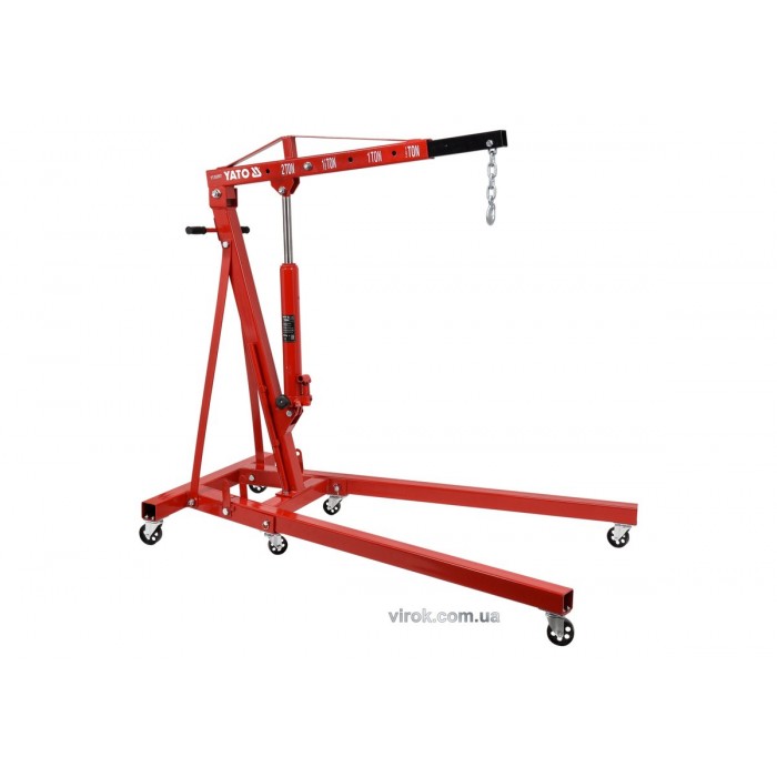 Кран підкатний гідравлічний, розкладний YATO; вантажопід.- 2т, висота- 157 см, діап.- 2,5-230 см [1]