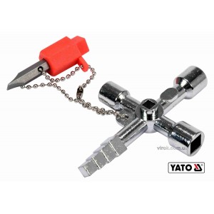 Ключ універсальний до шаф майстерень YATO з викрутковою насадкою з плоским шліцом на ланцюзі [20]