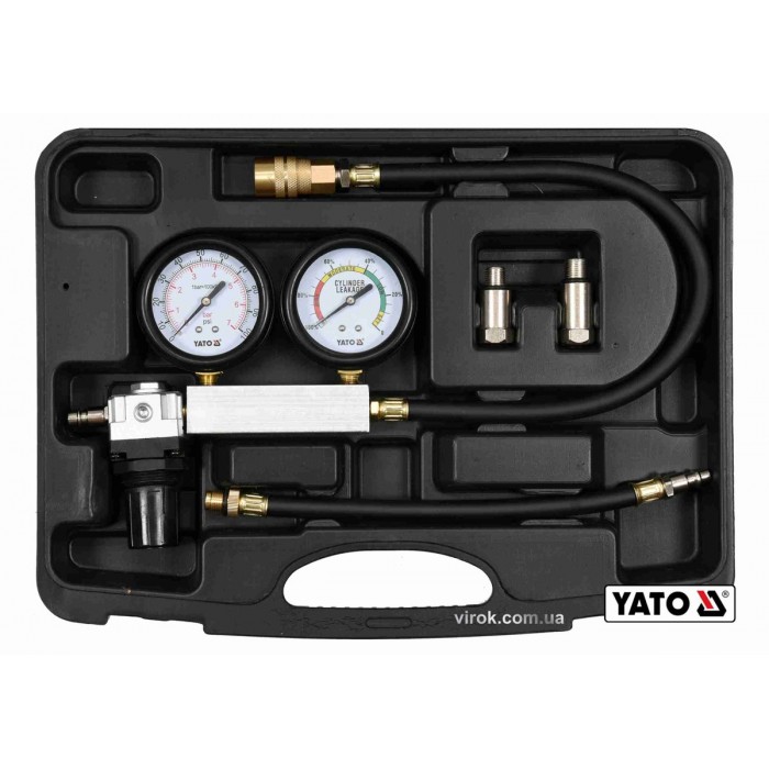 Тестер герметичності циліндрів двигунів YATO : 7 МПа, з обладнанням, 4 шт + кейс [5/80]