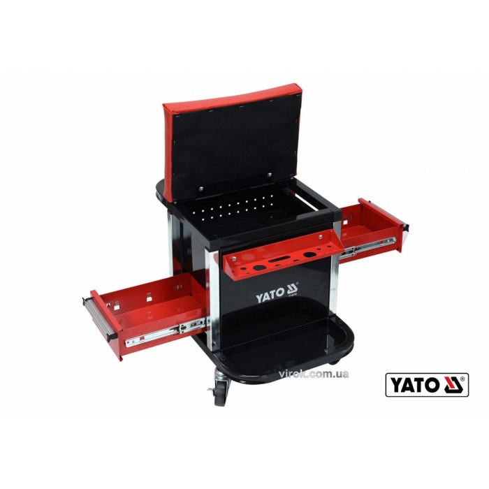 Табурет на колесах YATO з 2 шуфлядами, 530 x 470 x 360 мм, 150 кг [1]