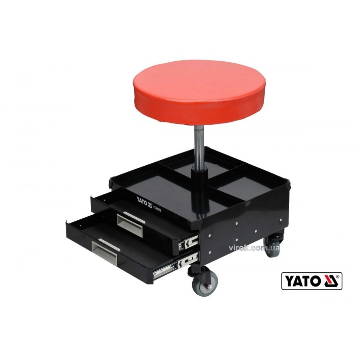 Табурет на колесах YATO з 3 шуфлядами, 380 x 380 x 450-560 мм, 150 кг [1]