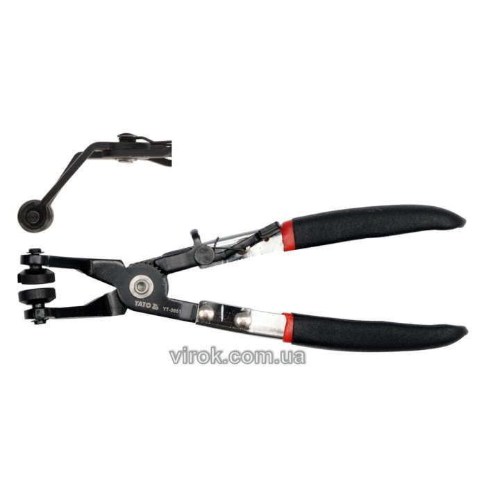 Щипці для стягуючих хомутів YATO l= 215 мм зігнуті на 45°  [6/36]