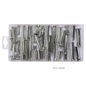 Штифти з головкою та отворами в кінці стержня YATO Ø=5-12 мм, наб. 60 шт. [4/16]