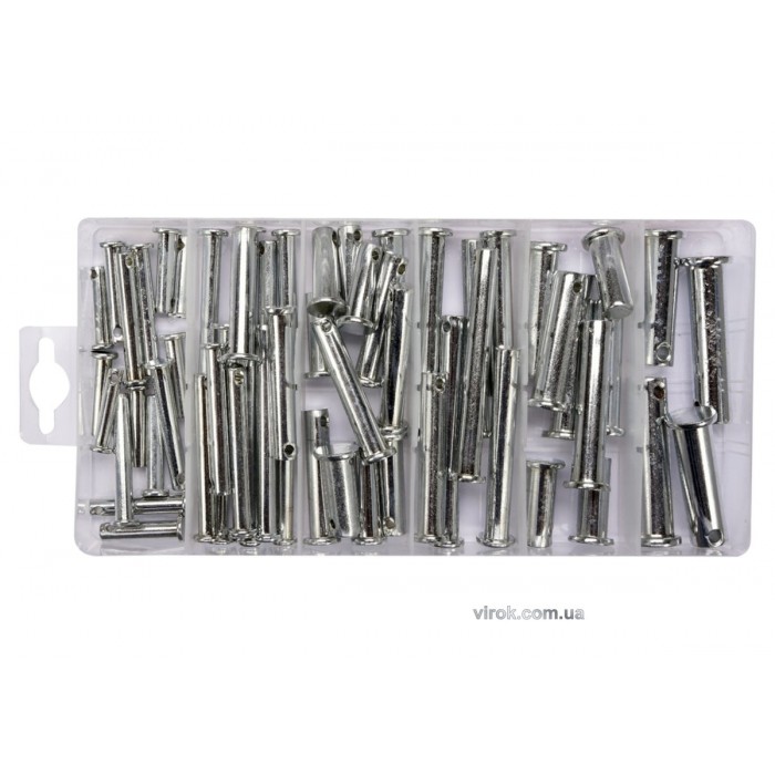 Штифти з головкою та отворами в кінці стержня YATO Ø=5-12 мм, наб. 60 шт. [4/16]
