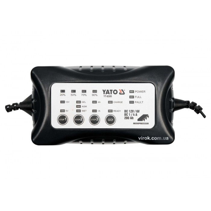 Зарядний прилад YATO : 6/12 V, 1-4 А, 200 Ah(DW)