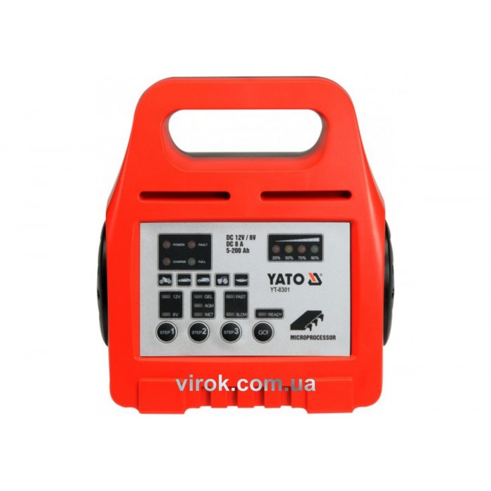 Зарядний прилад YATO : 6/12 V, 8 А, 5-200 Ah(DW)
