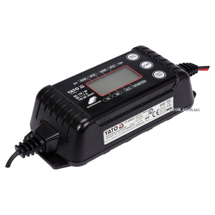 Перетворювач напруги YATO з мережі 230 В AC в 6/12 В DC, 1/4 А, макс. 120 Агод [20]