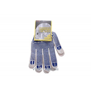 Рукавиці трикотажні VIROK білі з ПВХ крапкою (5 ниток; 70%- бавовна, 30%- поліестер), розм. 10